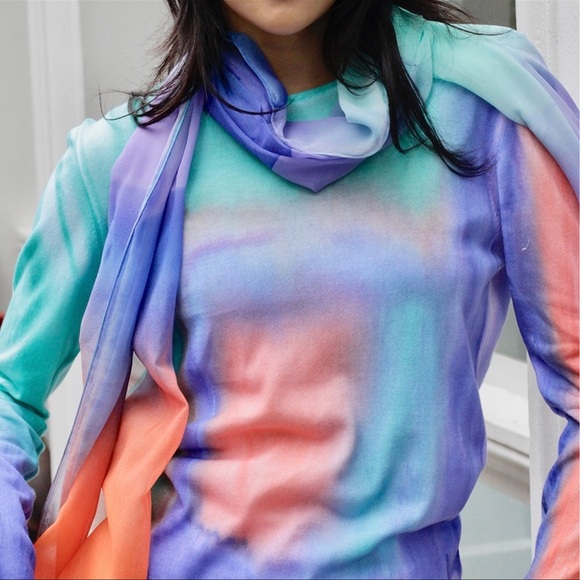 MELAROSA ITALY Tops - MELAROSA ITALY NWT ARTIST NUMBERED HAND PAINTED RAINBOW SORBETTO TUNIC W/ SCARF